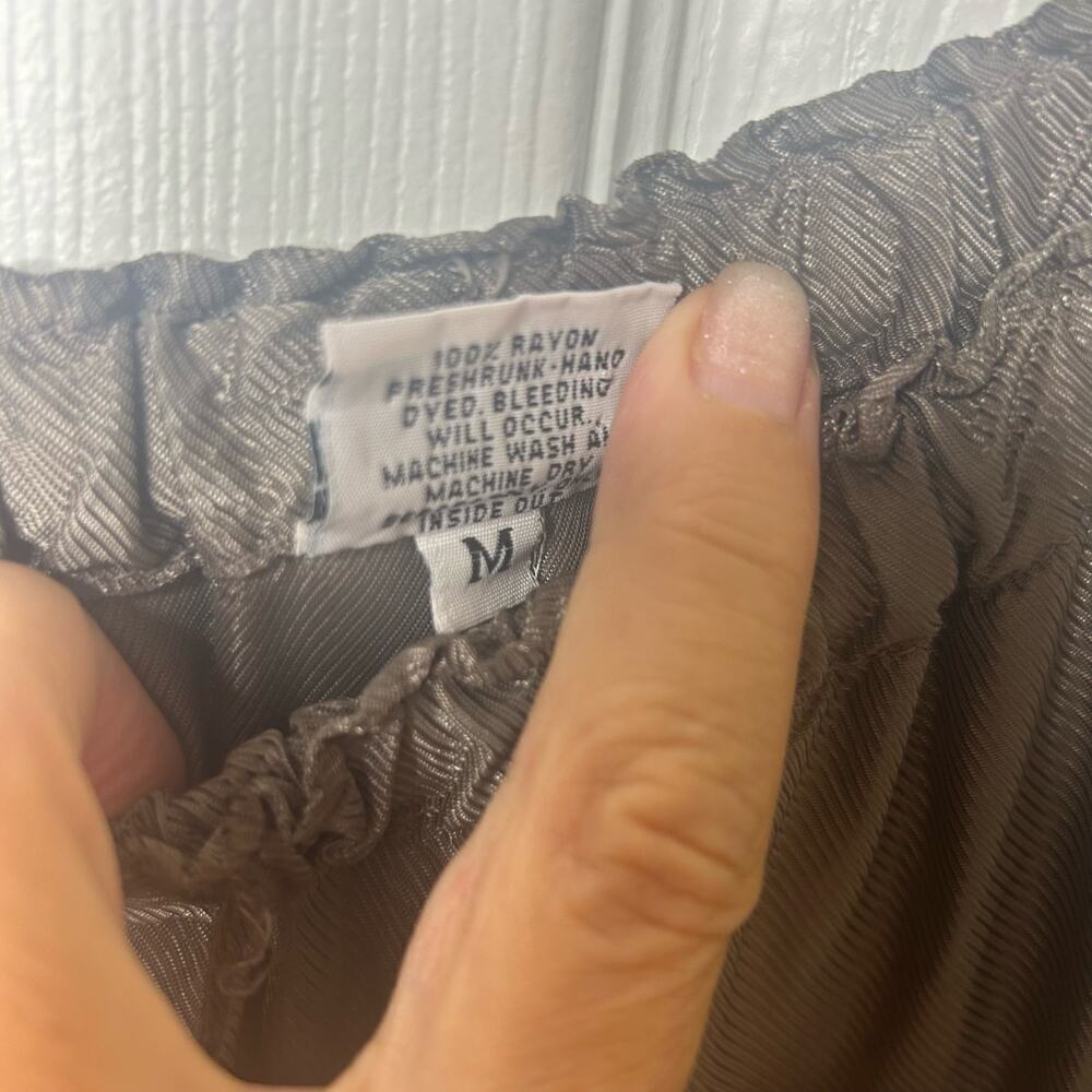 CP Shades Size Medium Gray Midi Skirt Rayon Drawstring Flowy - Picture 5 of 8